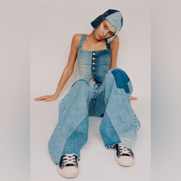 ZARA Boyfriend Patchwork Low-Rise TRF Jeans - Picture 1 of 12